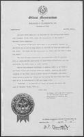 Official memorandum from the Office of the Governor observing Bible Week, May 31, 1979