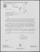Letter from Sid Wieser, Executive Director of the Texas Department of Community Affairs, to Doug Brown, August 22, 1980 
