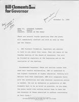 Memo from Reggie Bashur to William P. Clements, Jr., regarding issues in the press, November 21, 1986