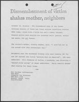 Satirical news article headlined, "Dismemberment of victim shakes mother, neighbors," October 24