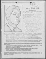 Campaign materials for John Luke Hill including comparison to William P. Clements, Jr.