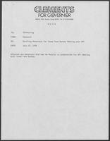 Memo from Clements for Governor Committee Scheduling to Research regarding briefing materials for Texas Farm Bureau meeting with William P. Clements, July 27, 1978