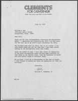 Correspondence between William P. Clements, Jr., and William Boz regarding campaign appearance, July 1978