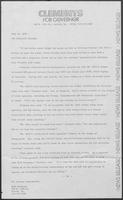 Press release from Clements for Governor regarding fiscal responsibility, July 16, 1978