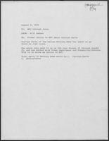Memorandum from Bill Keener to William P. Clements Regarding Carolyn Barta, August 9, 1978