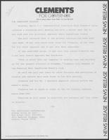 Press release concerning poll results and Bill Clements 