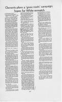 Newspaper Clipping headlined "Clements plans a 'grass roots' campaign; hopes for White re-match," February 9, 1986