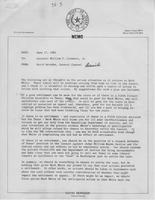 Memo from David Herndon to Governor William P. Clements, Jr., June 17, 1982