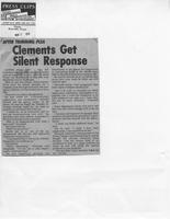 Newspaper clipping headlined, "After Trimming Plea: Clements Get Silent Response," March 7, 1979