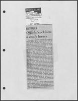Newspaper Clipping headlined "Official cockiness a costly luxury," September 11, 1982