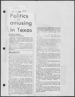 Newspaper clipping headlined "Politics amusing in Texas," El Paso Times, October 14, 1982