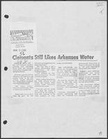 Newspaper clipping headlinedn "Clements still likes Arkansas water," March 31, 1982